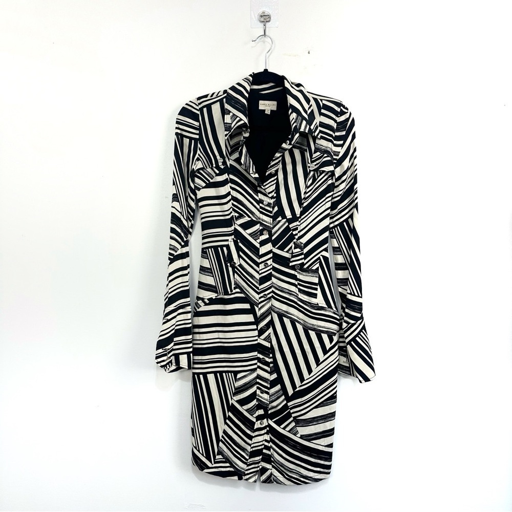 Karen Millen Geometric Print Silk Shirt Dress Sz 6